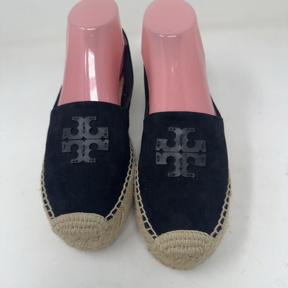 Tory Burch Size 7.5 Black Suede Platform Espadrilles Flats